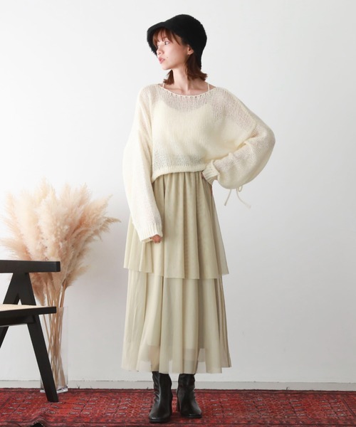 archives（アルシーヴ）の「チュールフリルティアードスカート（スカート・レディース・ブラック/アイボリー/グリーン/モカ・MEDIUM）」の11枚目の写真