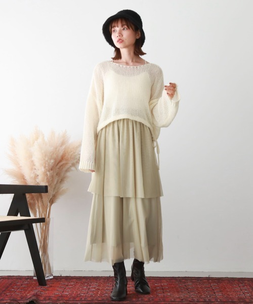 archives（アルシーヴ）の「チュールフリルティアードスカート（スカート・レディース・ブラック/アイボリー/グリーン/モカ・MEDIUM）」の9枚目の写真