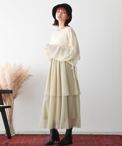 archives（アルシーヴ）の「チュールフリルティアードスカート（スカート・レディース・ブラック/アイボリー/グリーン/モカ・MEDIUM）」の10枚目の写真