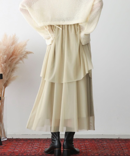 archives（アルシーヴ）の「チュールフリルティアードスカート（スカート・レディース・ブラック/アイボリー/グリーン/モカ・MEDIUM）」の8枚目の写真
