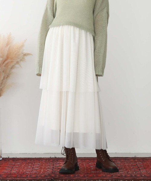 archives（アルシーヴ）の「チュールフリルティアードスカート（スカート・レディース・ブラック/アイボリー/グリーン/モカ・MEDIUM）」の22枚目の写真