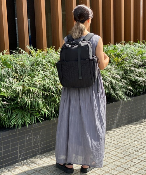 SOLPRESA（ソルプレーサ）の「●【弱撥水加工】１３ポケット軽量3WAY キルティングリュック（バックパック/リュック・レディース・チャコールグレー/カーキ/ブラック/グレイッシュベージュ/ホワイト・ONE SIZE）」の7枚目の写真