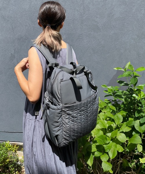 ○【弱撥水加工】13ポケット軽量3WAY キルティングリュック