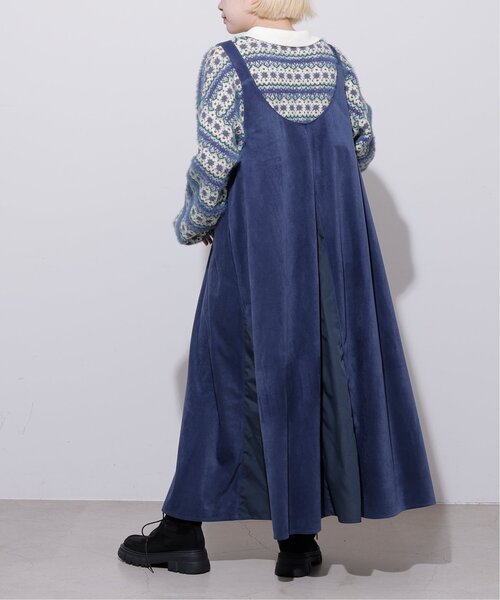 DOUBLE NAME（ダブルネーム）の「ベロア異素材2WAYキャミワンピース（ワンピース・レディース・オレンジ/ネイビー/グレイッシュベージュ・FREE）」の9枚目の写真