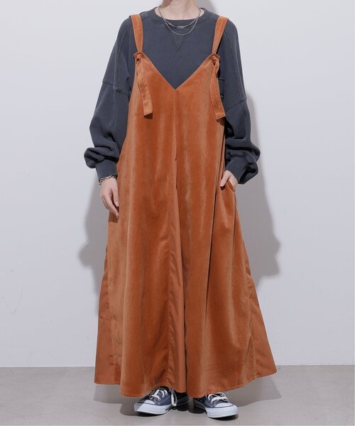 DOUBLE NAME（ダブルネーム）の「ベロア異素材2WAYキャミワンピース（ワンピース・レディース・オレンジ/ネイビー/グレイッシュベージュ・FREE）」の16枚目の写真