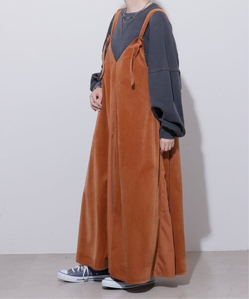 DOUBLE NAME（ダブルネーム）の「ベロア異素材2WAYキャミワンピース（ワンピース・レディース・オレンジ/ネイビー/グレイッシュベージュ・FREE）」の17枚目の写真