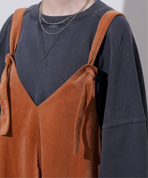 DOUBLE NAME（ダブルネーム）の「ベロア異素材2WAYキャミワンピース（ワンピース・レディース・オレンジ/ネイビー/グレイッシュベージュ・FREE）」の20枚目の写真