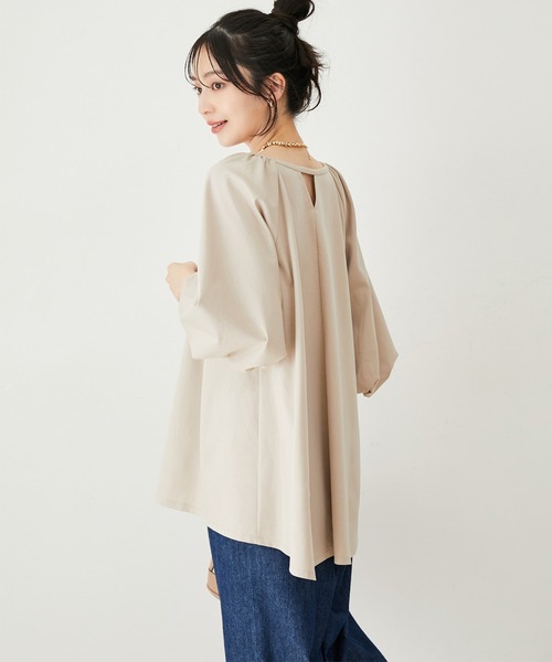 VIS(ビス)の「【洗える】ボリュームスリーブチュニックトップス(Tシャツ/カットソー・レディース・ブラウン系その他2/ベージュ系その他/ブラック・FREE)」の5枚目の写真