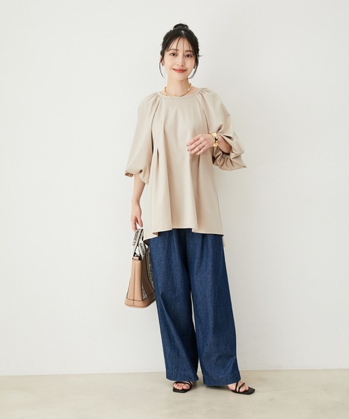 VIS(ビス)の「【洗える】ボリュームスリーブチュニックトップス(Tシャツ/カットソー・レディース・ブラウン系その他2/ベージュ系その他/ブラック・FREE)」の6枚目の写真