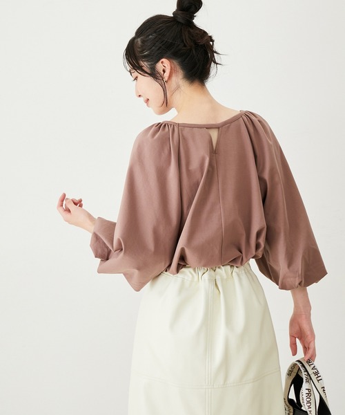 VIS(ビス)の「【洗える】ボリュームスリーブチュニックトップス(Tシャツ/カットソー・レディース・ブラウン系その他2/ベージュ系その他/ブラック・FREE)」の7枚目の写真