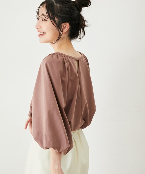 VIS(ビス)の「【洗える】ボリュームスリーブチュニックトップス(Tシャツ/カットソー・レディース・ブラウン系その他2/ベージュ系その他/ブラック・FREE)」の8枚目の写真