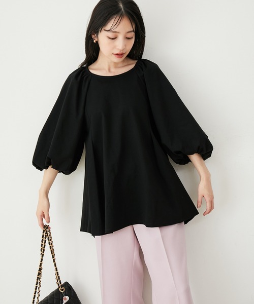 VIS(ビス)の「【洗える】ボリュームスリーブチュニックトップス(Tシャツ/カットソー・レディース・ブラウン系その他2/ベージュ系その他/ブラック・FREE)」の10枚目の写真