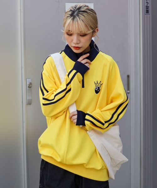 MUNSING WEAR レディース ハーフジップ シャツ イエロー　３Ｌ　新品 レディース マンシング ゴルフウェア 長袖シャツ ロゴジャカードハーフ