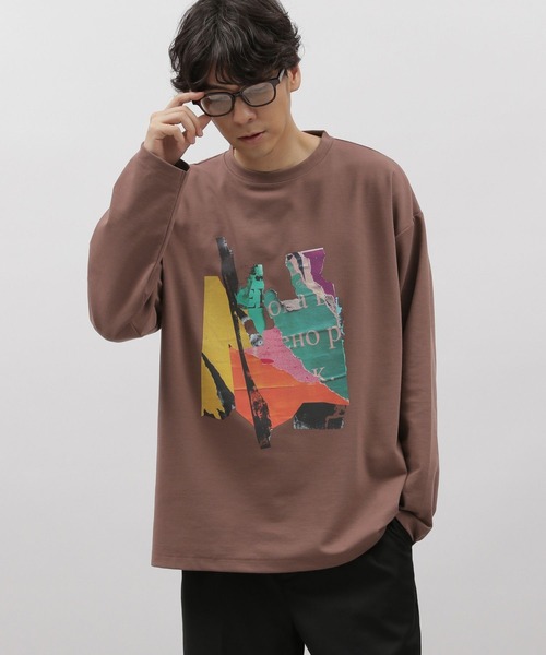 LAKOLE(ラコレ)の「ペインティング長袖T / 970376(Tシャツ/カットソー・メンズ・ブラック/ホワイト/オレンジ系その他2/ブルー・LARGE/X-LARGE/MEDIUM)」の1枚目の写真