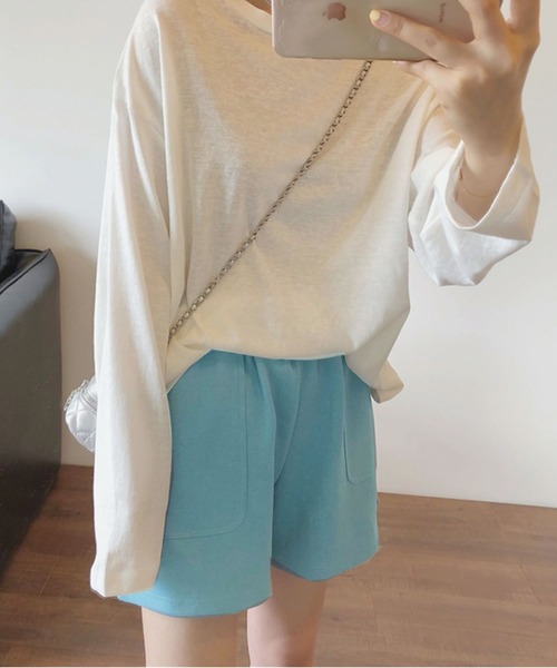Grandeir(グランディール)の「ウエストゴムフレアショートパンツ(その他パンツ・レディース・ベージュ/ブラック/ブルー/ピンク・M)」の7枚目の写真