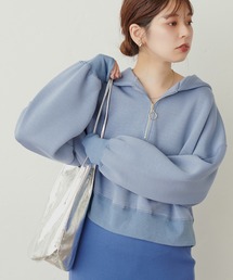 natural couture | ハーフZIPダンボールショート丈プルパーカー(パーカー)