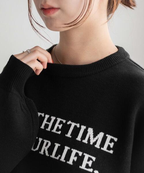 WEGO（ウィゴー）の「WEGO/ロゴジャガードショートニットプルオーバー（ニット/セーター・レディース・アイボリー/グリーン/ブラック・FREE）」の7枚目の写真