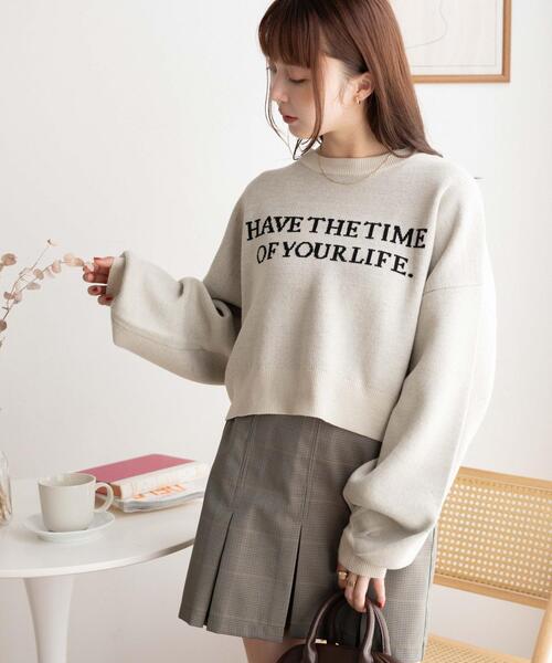 WEGO（ウィゴー）の「WEGO/ロゴジャガードショートニットプルオーバー（ニット/セーター・レディース・アイボリー/グリーン/ブラック・FREE）」の10枚目の写真