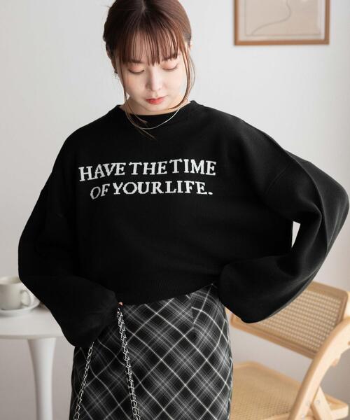 WEGO（ウィゴー）の「WEGO/ロゴジャガードショートニットプルオーバー（ニット/セーター・レディース・アイボリー/グリーン/ブラック・FREE）」の13枚目の写真