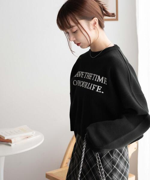 WEGO（ウィゴー）の「WEGO/ロゴジャガードショートニットプルオーバー（ニット/セーター・レディース・アイボリー/グリーン/ブラック・FREE）」の14枚目の写真