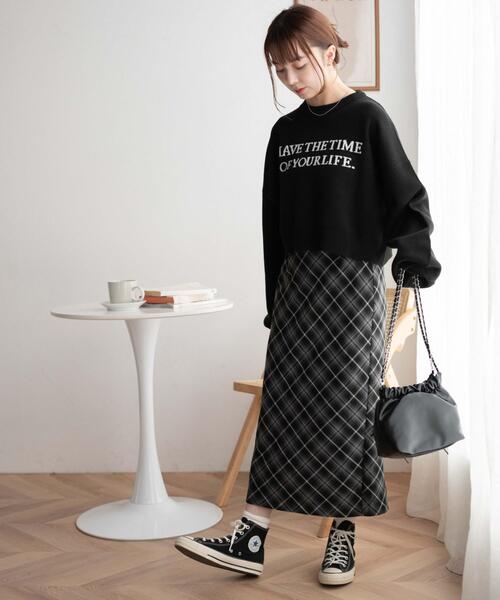 WEGO（ウィゴー）の「WEGO/ロゴジャガードショートニットプルオーバー（ニット/セーター・レディース・アイボリー/グリーン/ブラック・FREE）」の16枚目の写真