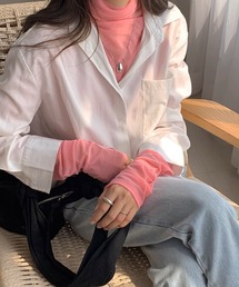 E.M.A.N.O.N（エマノン）の「【E.M.A.N.O.N】シースルーハイネックトップス/無地長袖Tシャツ(RO)（Tシャツ/カットソー）」