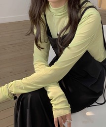 E.M.A.N.O.N（エマノン）の「【E.M.A.N.O.N】シースルーハイネックトップス/無地長袖Tシャツ(RO)（Tシャツ/カットソー）」