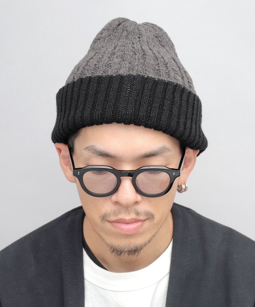 セール】リブ編み ケーブル編み バイカラー リバーシブル ニット