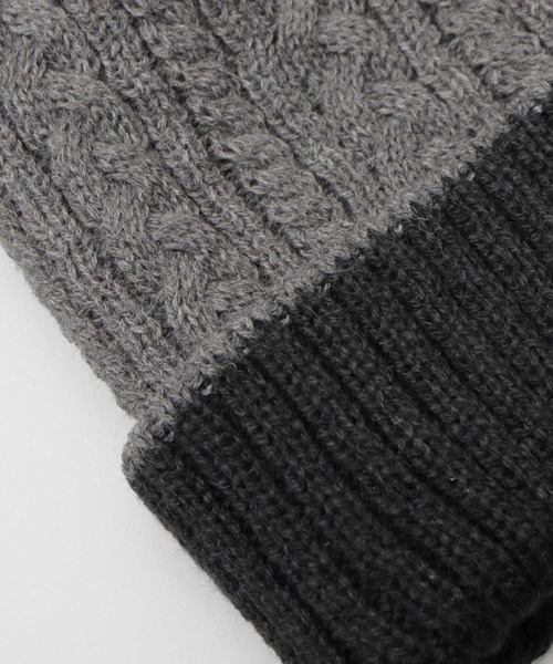 GuruGuruBeanie リバーシブル ニット帽 セール】リブ編み ケーブル編み バイカラー リバーシブル ニット
