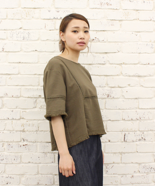 CIAOPANIC(チャオパニック)の「【Ciaopanic】 フリンジトップス(Tシャツ/カットソー・レディース・ホワイト/ブラック/カーキ・FREE)」の1枚目の写真