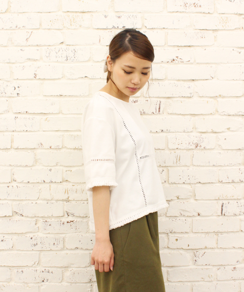 CIAOPANIC(チャオパニック)の「【Ciaopanic】 フリンジトップス(Tシャツ/カットソー・レディース・ホワイト/ブラック/カーキ・FREE)」の8枚目の写真