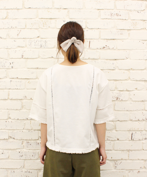 CIAOPANIC(チャオパニック)の「【Ciaopanic】 フリンジトップス(Tシャツ/カットソー・レディース・ホワイト/ブラック/カーキ・FREE)」の9枚目の写真