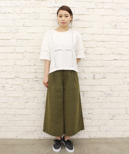 CIAOPANIC(チャオパニック)の「【Ciaopanic】 フリンジトップス(Tシャツ/カットソー・レディース・ホワイト/ブラック/カーキ・FREE)」の5枚目の写真