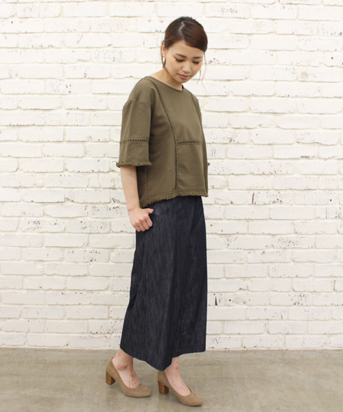 CIAOPANIC(チャオパニック)の「【Ciaopanic】 フリンジトップス(Tシャツ/カットソー・レディース・ホワイト/ブラック/カーキ・FREE)」の7枚目の写真