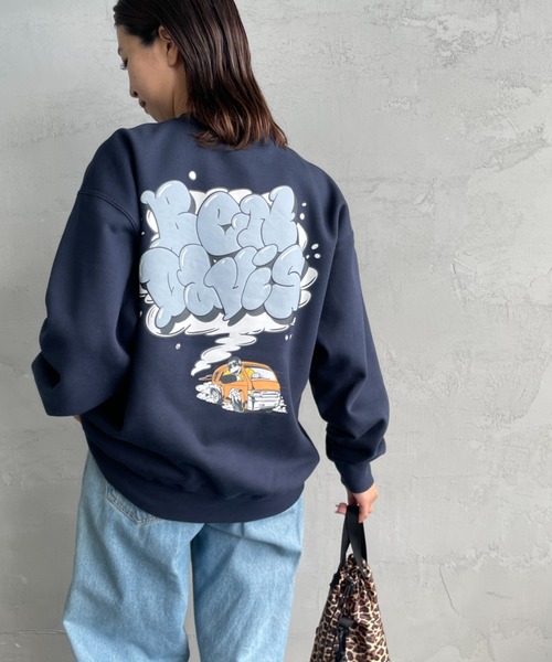 BEN DAVIS（ベンデイビス）の「[BEN DAVIS/ベンデイビス] SMOKE LOGO 発泡プリントスウェット（スウェット・レディース・グレー/オートミール/ネイビー・XL/L/M）」の3枚目の写真