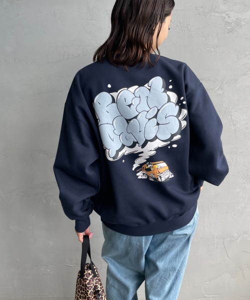 BEN DAVIS（ベンデイビス）の「[BEN DAVIS/ベンデイビス] SMOKE LOGO 発泡プリントスウェット（スウェット・レディース・グレー/オートミール/ネイビー・XL/L/M）」の9枚目の写真