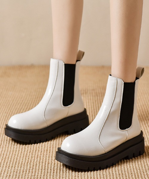 【セール】《Lilamusant(リラミュゾン)》厚底サイドゴアブーツ プラットフォーム チェルシーブーツ トラックソール（ブーツ）｜Lilamusant（リラミュゾン）