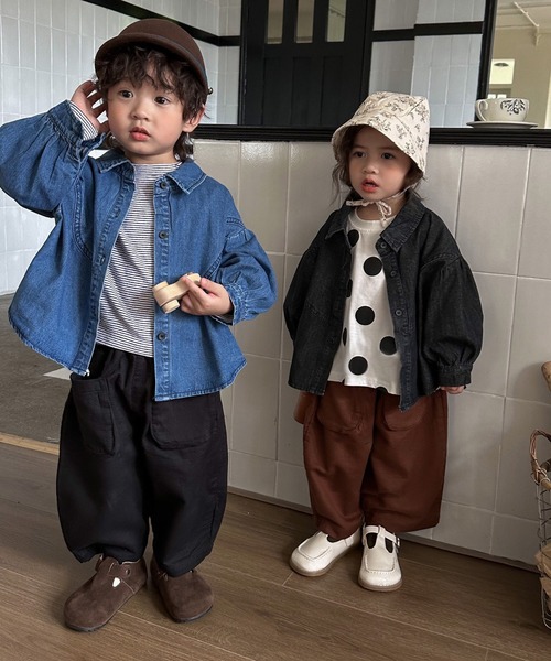 aimoha(アイモハ)の「【aimoha-KIDS-】子供服 ユニセックスデニムシャツジャケット(デニムジャケット・キッズ・ブラック/ブルー・110/80/120/100/90)」の10枚目の写真