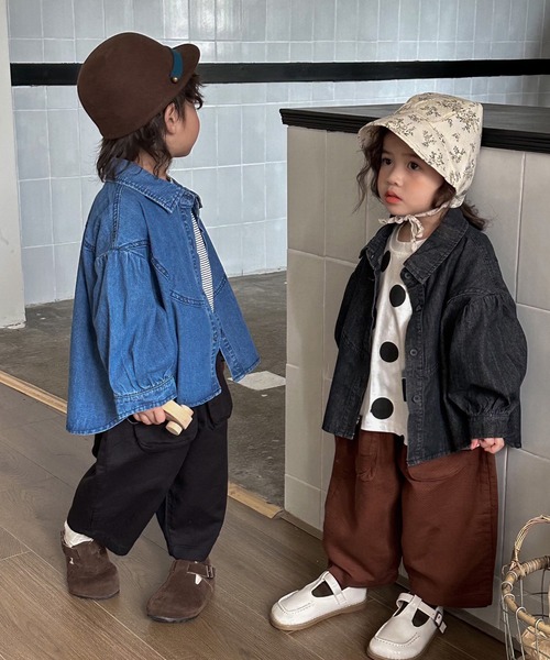 aimoha(アイモハ)の「【aimoha-KIDS-】子供服 ユニセックスデニムシャツジャケット(デニムジャケット・キッズ・ブラック/ブルー・110/80/120/100/90)」の9枚目の写真