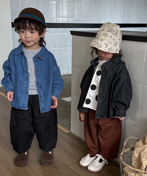 aimoha(アイモハ)の「【aimoha-KIDS-】子供服 ユニセックスデニムシャツジャケット(デニムジャケット・キッズ・ブラック/ブルー・110/80/120/100/90)」の8枚目の写真