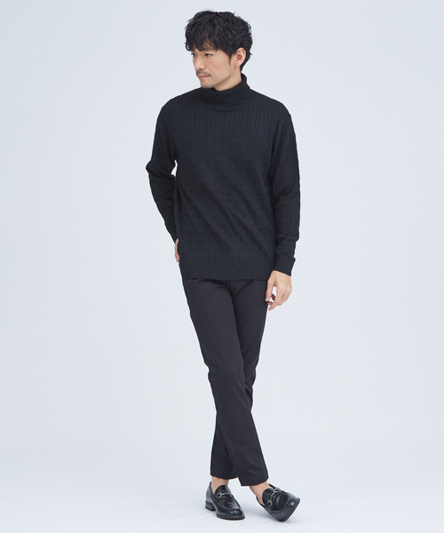 ABAHOUSE GRAY（アバハウスグレイ）の「【カシミアタッチ】ケーブル タートルネック ニット（ニット/セーター・メンズ・グレイッシュベージュ/ブラック/オフホワイト・44/46/48）」の21枚目の写真