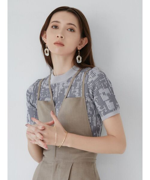 MURUA(ムルーア)の「ミックスジャガードリブトップス(ニット/セーター・レディース・ブラック/グレー/ブルー・FREE)」の4枚目の写真