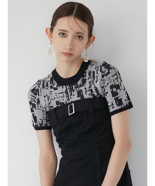 MURUA(ムルーア)の「ミックスジャガードリブトップス(ニット/セーター・レディース・ブラック/グレー/ブルー・FREE)」の5枚目の写真