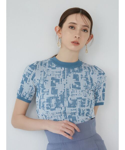 MURUA(ムルーア)の「ミックスジャガードリブトップス(ニット/セーター・レディース・ブラック/グレー/ブルー・FREE)」の6枚目の写真