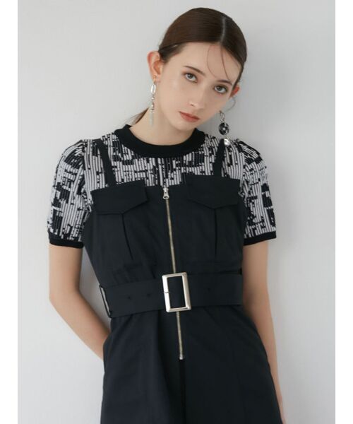 MURUA(ムルーア)の「ミックスジャガードリブトップス(ニット/セーター・レディース・ブラック/グレー/ブルー・FREE)」の7枚目の写真