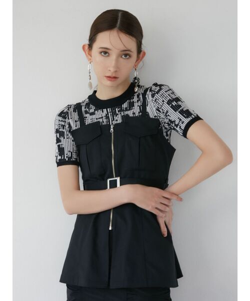 MURUA(ムルーア)の「ミックスジャガードリブトップス(ニット/セーター・レディース・ブラック/グレー/ブルー・FREE)」の8枚目の写真