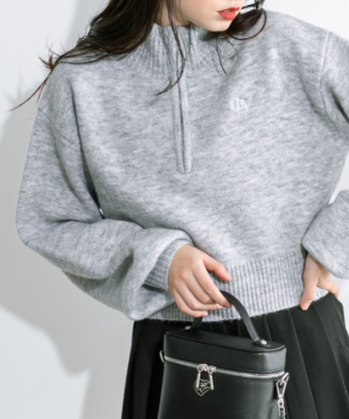 OLIVE des OLIVE(オリーブデオリーブ)の「ハーフZIPハイネックニット 1032050480(ニット/セーター・レディース・ブラック系その他/トップグレー/ブラック/アイボリー・FREE)」の4枚目の写真