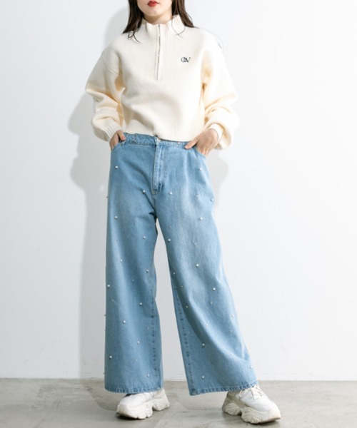 OLIVE des OLIVE(オリーブデオリーブ)の「ハーフZIPハイネックニット 1032050480(ニット/セーター・レディース・ブラック系その他/トップグレー/ブラック/アイボリー・FREE)」の6枚目の写真