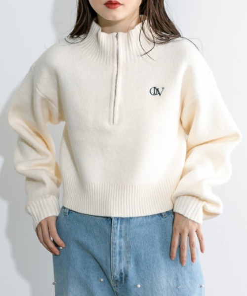 OLIVE des OLIVE(オリーブデオリーブ)の「ハーフZIPハイネックニット 1032050480(ニット/セーター・レディース・ブラック系その他/トップグレー/ブラック/アイボリー・FREE)」の9枚目の写真