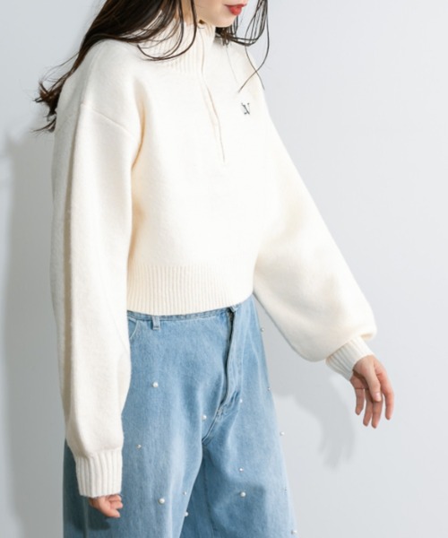 OLIVE des OLIVE(オリーブデオリーブ)の「ハーフZIPハイネックニット 1032050480(ニット/セーター・レディース・ブラック系その他/トップグレー/ブラック/アイボリー・FREE)」の10枚目の写真